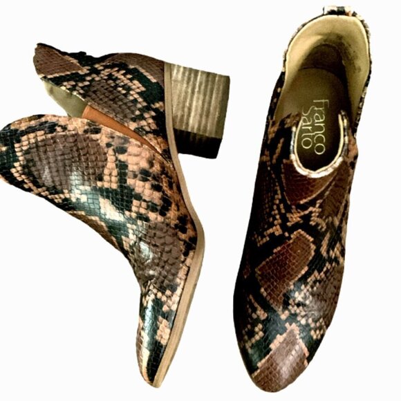 Franco Sarto Roar Snakeskin Embossed Brown/Cognac Bootie Sz 7M #190A - Picture 3 of 7